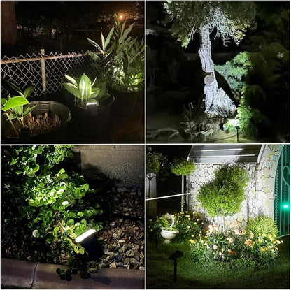 WdtPro Upgraded Bright Solar Lights Outdoor Waterproof, Auto ON/Off Solar Spot Lights Outdoor, Dusk to Dawn Spotlights, Adjustable Landscape Lighting for Yard Tree Path Garden, Cool White, 6 Pack