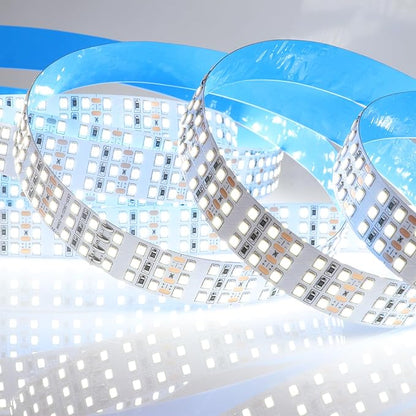 16.4ft SMD 2835 White LED Strip Lights 12V 1800 LEDs Triple Row Daylight White 6000K Dimmable LED Flexible LED Tape Lights for Home, Bed, Kitchen Decor(Non-Waterproof IP20)