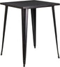 Bar Height Dining Table, 31.5" Square Metal, Black-Antique Gold