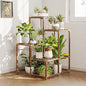 Bamworld Corner Plant Stand Indoor Outdoor Plant Shelf Small Plant Table for Multiple Plants Wooden Plant Holder for Garden Patio Lawn Window Plants Gift,Brown