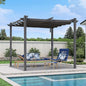 PURPLE LEAF 10' x 10' Aluminum Outdoor Pergola Wind-Resistant Retractable Pergola with Double Sun Shade Canopy Heavy-Duty Metal Pergola for Patios Backyard Deck Garden, Gray