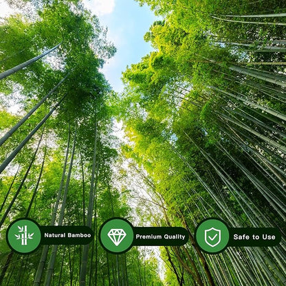 [32 Pcs] Garden Stakes, 18 Inches Natural Bamboo Plant Stakes, Plant Support Stakes with Twist Ties, Bamboo Sticks for Tomatoes, Beans, Flowers, Potted Plants, Indoor and Outdoor Climbing Plants