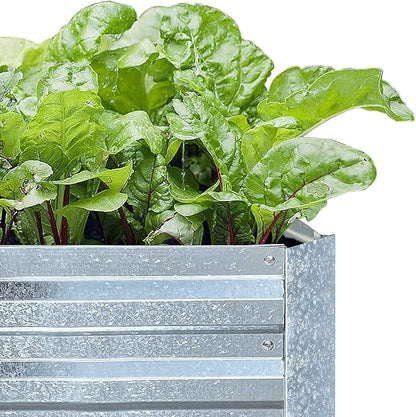 Galvanized Steel Garden Bed 3-Pack, 8x4x1ft Large Raised Planter Box for Vegetables, Outdoor Metal Garden Kit with Overlapping Side Panels, Strong & Stable