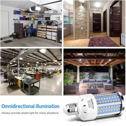 2-Pack 200W Equivalent LED Corn Light Bulb 3000 Lumen 6500K Cool White Daylight 30W LED Corn Lamp E26/E27 Medium Base for Indoor Outdoor Warehouse Garage Basement Backyard Factory Barn and Many Areas