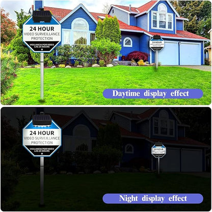 OOSSXX Solar Power Deck LED Light Clip-On Yard Security Sign Spotlight (Large Capacity Battery, Max14 Hours Working)