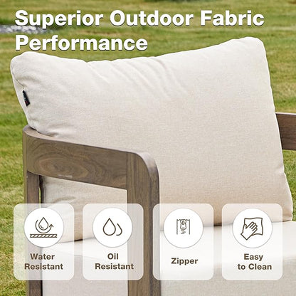 Patio Furniture Set, 4 Pieces Outdoor Furniture Patio Conversation Set with Washable Thick Cushions, Outdoor Couch Patio Sofa Set for Balcony, Porch, Backyard, Beige