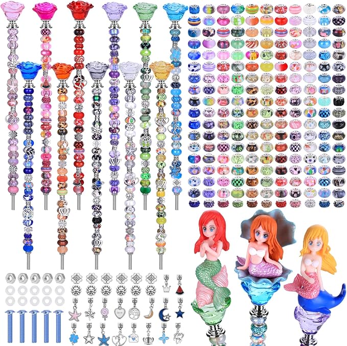 Decorative Garden Stakes, 238-Piece DIY Fairy Wand Kit, Rose Flower Color