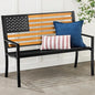 Best Choice Products Outdoor Bench 2-Person Steel Indoor/Outdoor Bench for Garden, Patio, Porch, Entryway w/American Flag, 790lb Capacity – Black/Wood