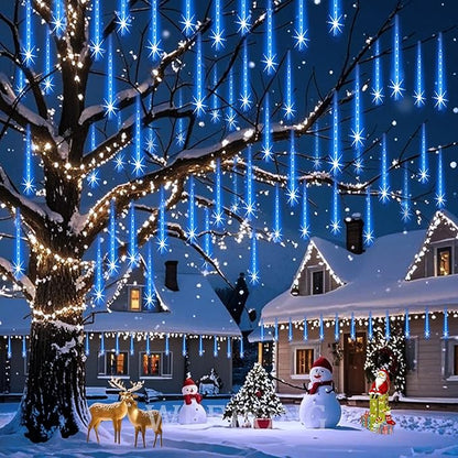 String Lights, 32-Tube Blue Meteor Shower with 768 LEDs