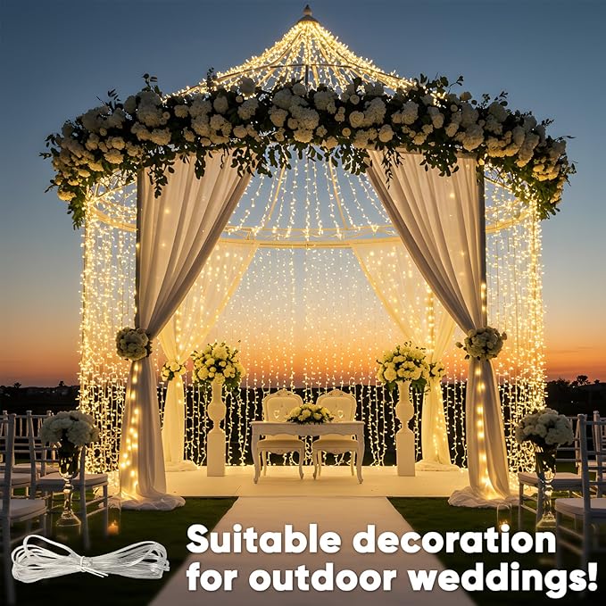LED Curtain String Lights, 900 LEDs, Warm White, 29.5 x 9.8 ft