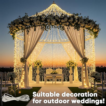 LED Curtain String Lights, 900 LEDs, Warm White, 29.5 x 9.8 ft