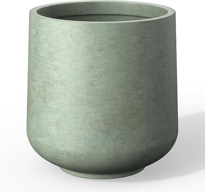 Kante 15.3" Dia Round Concrete Planter, Outdoor Indoor Large Plant Pots Containers with Drainage Hole and Rubber Plug for Home Garden Patio, Mint Green