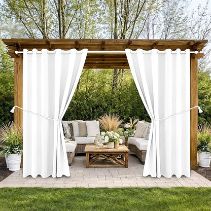 Outdoor Indoor Curtains W84 x L108 for Patio - Weather-resistant Window Panels Privacy Protect Grommet Top Thermal Insulated Home Curtain for Porch Pergola Lawn Garden Hot Tub Area (2 Panels)