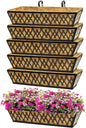 6 Pack 24 Inch Window Boxes Planters Railing Planter Box with Adjustable Brackets for Porch Fence Patio Balcony Hanging Flower Baskets with Coco Liners for Outdoor Garden Decor - Black