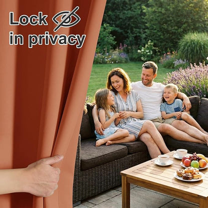 RYB HOME Outdoor Curtains for Patio Waterproof Block Sunlight Thermal Insulated Privacy Assured Thick Outside Curtains for Porch, Gazebo, Pergola, W84 x L84, Mecca Red, 1 Panel