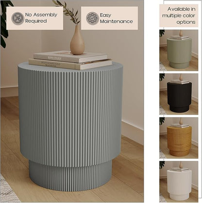 LeisureMod Eden Modern Side End Table – Indoor and Outdoor Accent Table for Living Room, Bedroom, Patio, Balcony, Porch, Garden, Small Spaces in Light Grey