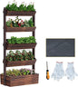 Vertical Wooden Raised Garden Bed Planters Wood Planter Kit Plant Stand Flower Rack Planter Box Gardening Plants Herbs Flowers Vegetables Outdoor Indoor Freestanding (Carbonized 5-Tier)