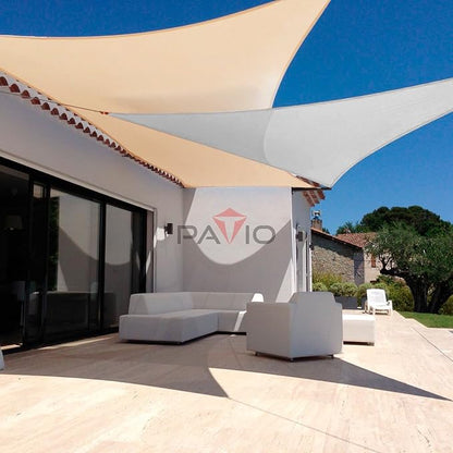 Patio Paradise 26' x 26' x 26' Sun Shade Sail Triangle Canopy Shade Cloth Fabric Sunlight Block Patio Pergola Cover HDPE Deck Awning for Outdoor Backyard Roof Shading, Gray