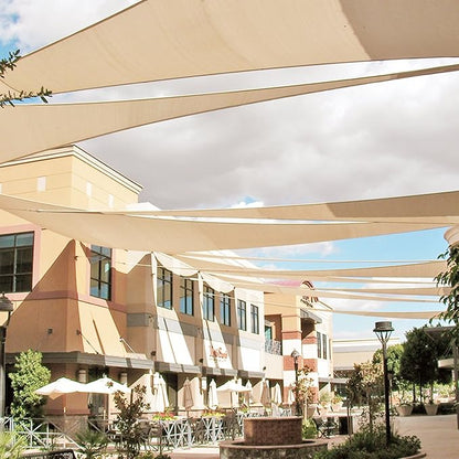 E&K Sunrise 28' x 28' x 28' Sun Shade Sail Triangle Canopy Shade Cover UV Block for Patio Backyard Garden Outdoor (Beige)