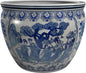 Red Lantern 12" Ladies Blue & White Porcelain Fishbowl Planter or Cachepot for Indoor/Outdoor Use in Garden Entryway Living Room Boho Eclectic Modern Contemporary Classic Traditional Style Decor