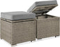Best Choice Products Set of 2 Wicker Ottomans, Multipurpose Outdoor Furniture for Patio, Backyard, Additional Seating, Footrest, Side Table w/Storage, Removable Cushions - Cement Gray/Taupe