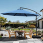 OLILAWN 10ft Patio Umbrella with Base Included, Outdoor Offset Cantilever Umbrella Upgraded Yarn-dyed Fabric Shade, Sturdy 8 Rids,360 Degree Rotation & Easy Tilt Adjustment, for Pool Deck Porch Backyard Garden,Sapphire