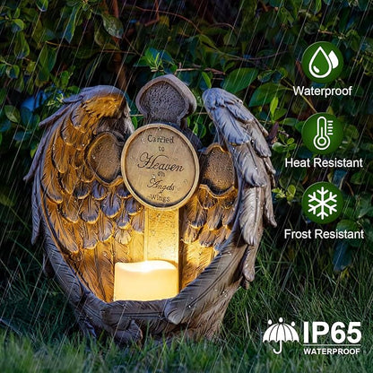 Solar Garden Angel Statue Light – Praying Guardian Angel Figurines for Outdoor Yard Decor Cemetery Decorations, Waterproof Garden Sculpture Memorial Gifts for Women, Mom, Grandma, Lover
