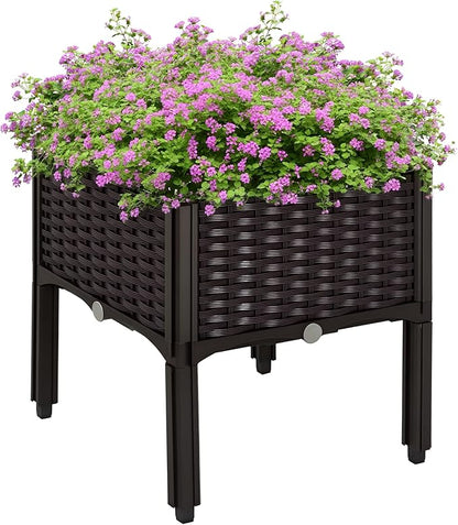 Outsunny 1 Piece Raised Garden Bed with Legs, Planter Box Raised Bed to Grow Flowers, Herbs & Vegetables, Brown