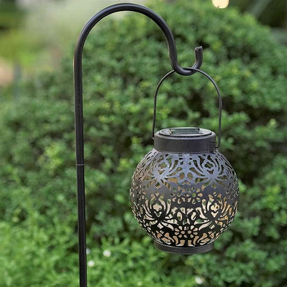 Set of 2 Solar Lantern Outdoor Hanging Decorative Lights for Garden Patio Porch Decorations. (Black)