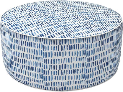 LVTXIII Outdoor Inflatable Ottoman Stool, Patio Water Repellent Footrest Stool with Handle, Portable Outside Round Ottoman for Patio Garden, Camping or Home Use, 21"x21"x9", Blue Pebble