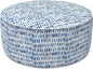 LVTXIII Outdoor Inflatable Ottoman Stool, Patio Water Repellent Footrest Stool with Handle, Portable Outside Round Ottoman for Patio Garden, Camping or Home Use, 21"x21"x9", Blue Pebble