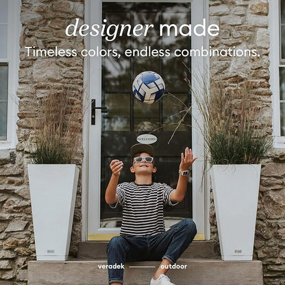 Veradek V-Resin Indoor/Outdoor Taper Planter, 2-Pack (26 inch, White)