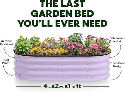 Plant & Plot Galvanized Raised Garden Beds Outdoor // 4×2×1 ft (2-Pack) Planter Raised Beds for Gardening, Vegetables, Flowers (Lavender) // Large Metal Garden Box