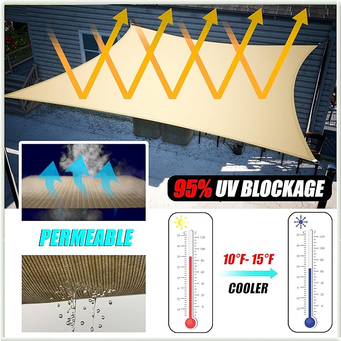 Amgo Custom Size 6' x 10' x 11.7' White Right Triangle Sun Shade Sail UPF50+ AGTAPRT12, Order to Make Canopy Awning, 95% UV Blockage, Water & Air Permeable, Commercial Standard (We Customize)
