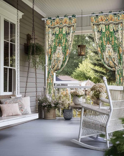 Ombre Green Boho Outdoor Curtains for Patio Waterproof, Grommet Privacy Curtain Drapes Weatherproof Outside Curtains for Porch GazeboPergola Cabana 2 Panel 54x84inch Vintage Ethnic Tribal Geometric