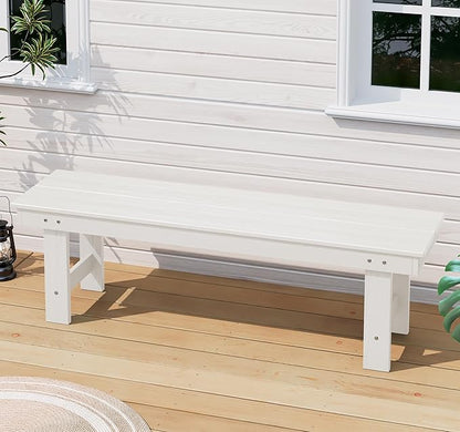 SERWALL 2-Person Outdoor Bench Backless, HDPE Outdoor Benches Weatherproof, 700 Lbs Weight Capacity, Poly Lumber Patio Furniture for Garden, Porch and Park, White, 2 Pack