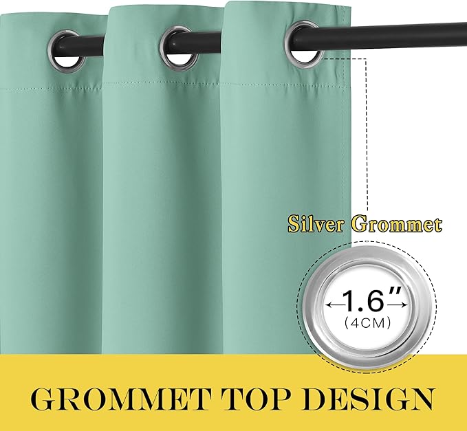 NICETOWN Patio Door Curtain Sound Blocking, Bedroom Privacy Room Divider Curtain, Thermal Insulated Blackout Closet Sliding Door Shade (1 Panel, 100" Wide x 120" Long, Aqua Blue)
