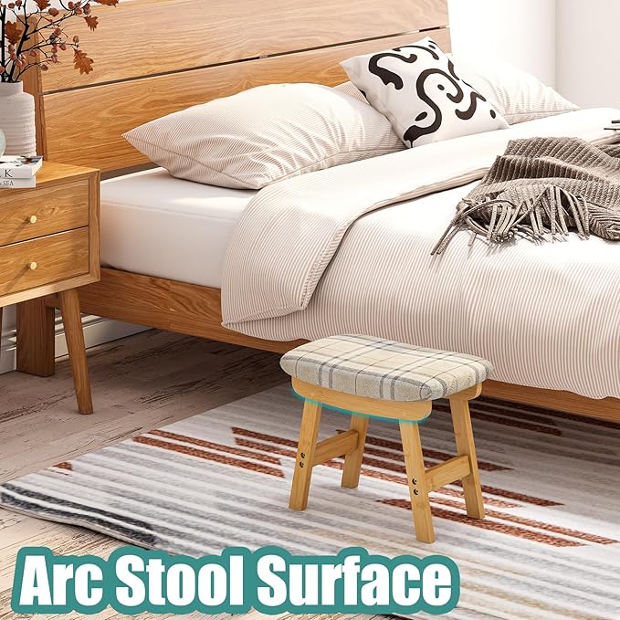Foot Stools Ottoman, Small Soft Footrest Ottoman with Wood Legs, Sofa Footrest Extra Seating for Living Room Entryway Office