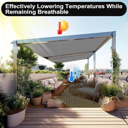 Artpuch 90% Sun Shade Cloth, 5 x 10 FT Pergola Shade Cover Canopy with Grommets, Sun Screen Fabric Tarp for Patio, Outdoor, Garden, Backyard, Blue Grey