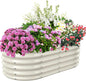 17" Tall Elevated Oval Metal Raised Garden Bed - 4ft x 2ft in Size and 0.8MM Thick Durable Planter Bed/Box for Vegetables Flowers Succulent at Patio/Garden Outdoor (White, 4X2X1.4 FT)