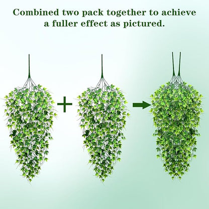Waipfaru Artificial Hanging Ivy for Outdoors, Fake Hanging Plants, 4pcs Faux Ivy Pothos Vines Greenery for Wall Home Bedroom Living Aesthetic Kitchen Office Aesthetic Kitchen Indoor Outdoor Decor