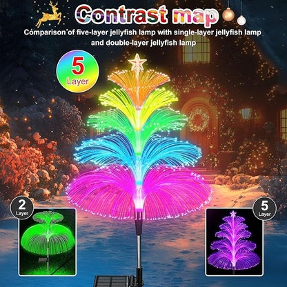 Solar Lights Outdoor Waterproof 7 Colorful Changing Ice Cream Rainbow Jellyfish Lights 3 Pack Solar Garden Lights Decor for Outside Yard Patio Pathway Decorations, Gifts for Mother's Women Kids