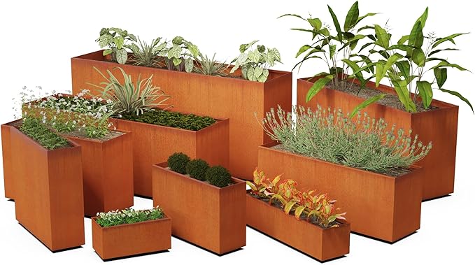 Plantercraft Large Rectangular Planter for Outdoor Plants – 84x18x36 Extra Large Corten Steel Planter Box – Commercial Grade Metal Planter for Privacy Screen, Patio & Landscape Definition