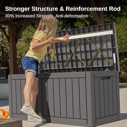 Deck Box 90 Gallon Grey Resin Lockable Outdoor Storage Box