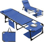 Devoko Beach Lounge Chair, Outdoor Sun Tanning Chair with Face Hole, Heavy Duty Folding Portable Lay Chaise Lounge Chairs for Outside Beach Pool Camping Patio, Blue