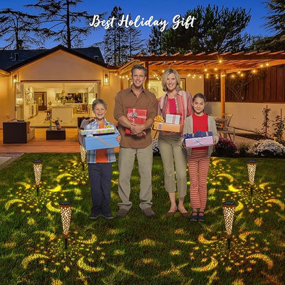 Go2garden Solar Lights Outdoor Decorative Stake Lights Waterproof with Moon Star for Patio, Pathway, Backyard, Outside Decorations, Lawn Ornaments,Garden Gifts (Copper, 6pack)