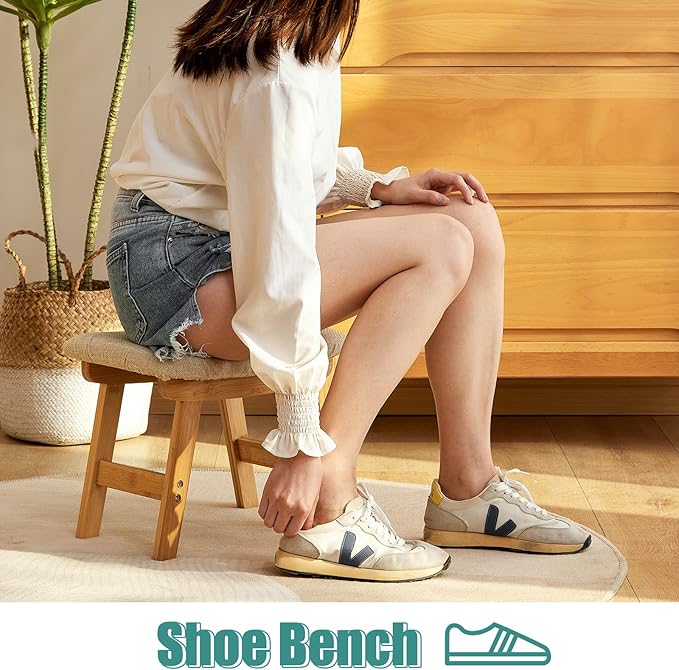 Foot Stool, Foot Stool Small, Ottoman Wood Foot Rest for Living Room, Bedroom, and Kitchen