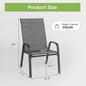 Patio Dining Chairs, Set of 6, Dark Grey Steel Frame, Stackable