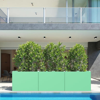 Rectangular Planter Box with Removable Insert Shelf - 32x12x24 Inches Large Size Planters for Patio Yard, Green