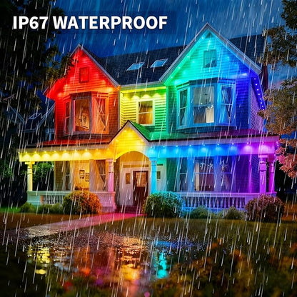 Permanent Outdoor Lights, 100ft Smart Eave Lights with RGB LED Light, IP67 Waterproof, App Control, DIY RGB Light for House Halloween Decorations